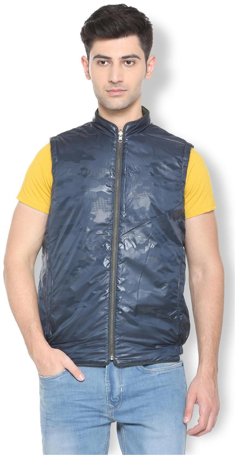 

Van Heusen Men Blue Solid Bomber jacket