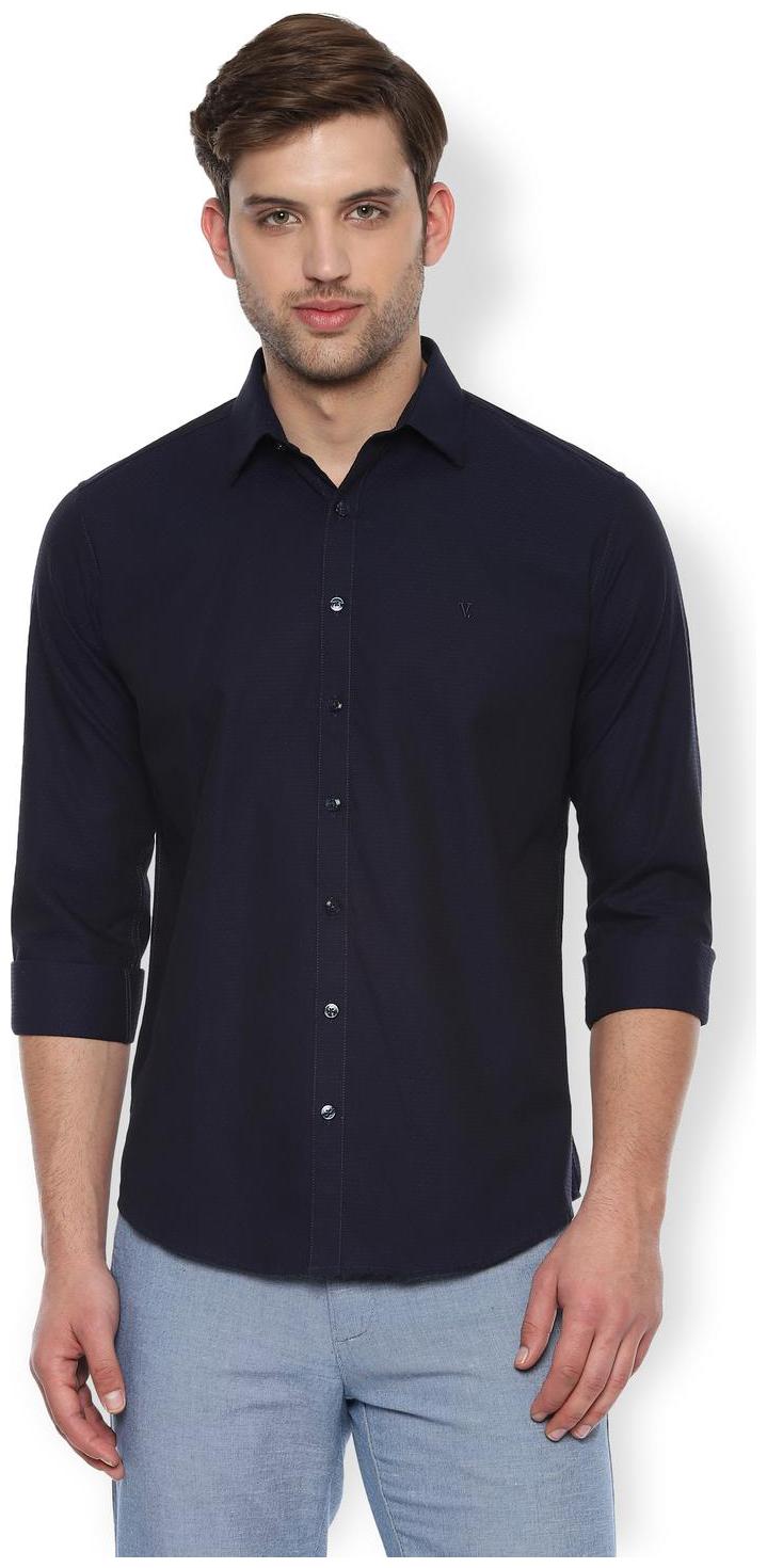 

Van Heusen Men Blue Weaved Slim Fit Casual Shirt