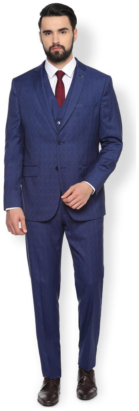 

Van Heusen Blended Men Blue Single Breasted Suit