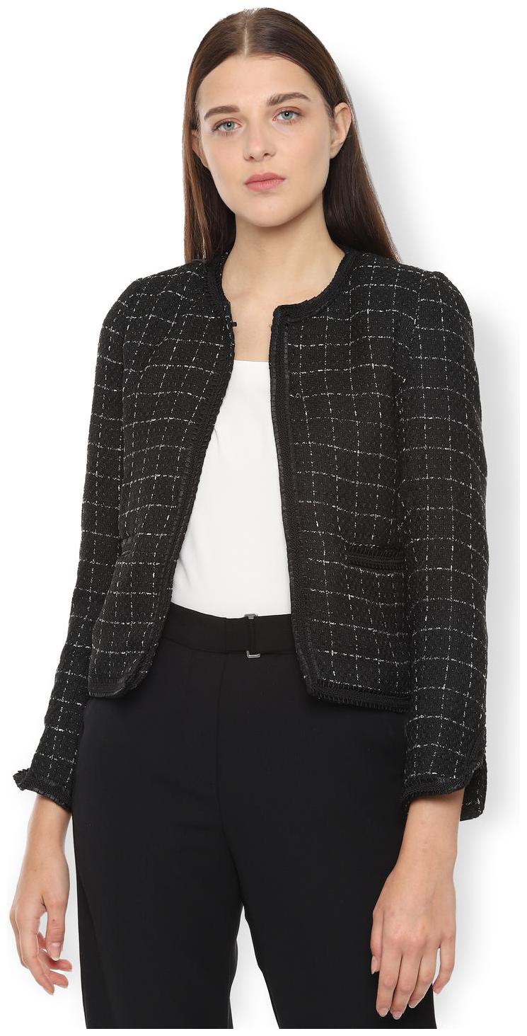 

Van Heusen Women Checked Regular Jacket - Black