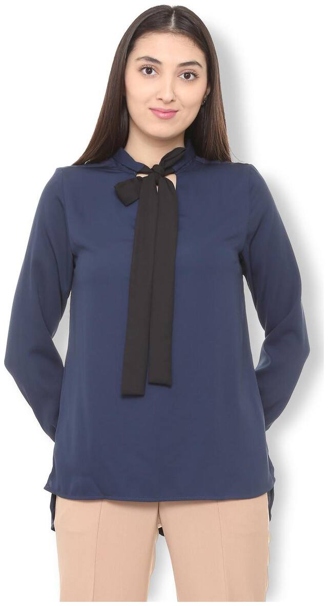 Van Heusen Women Solid Regular top - Blue