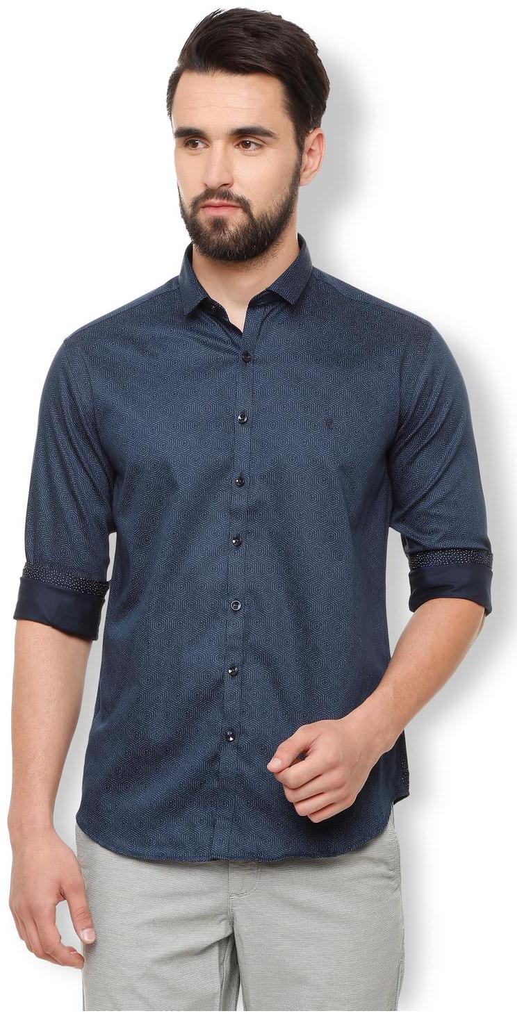 

Van Heusen Men Blue Printed Slim Fit Casual Shirt