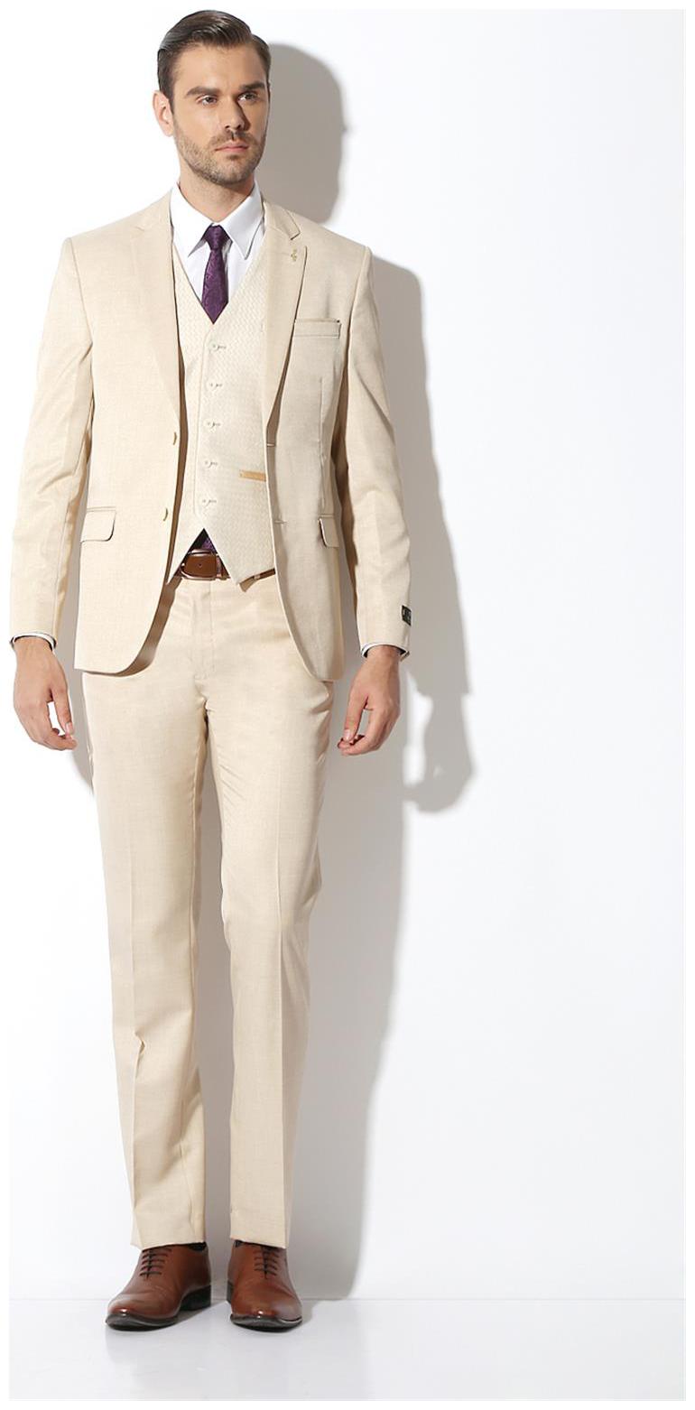 

Van Heusen Beige Blended Slim Fit Formal Three Piece Suits