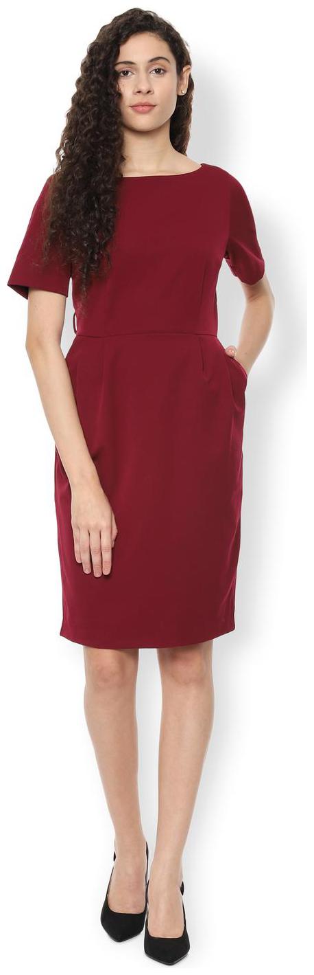 

Van Heusen Maroon Solid A-line dress