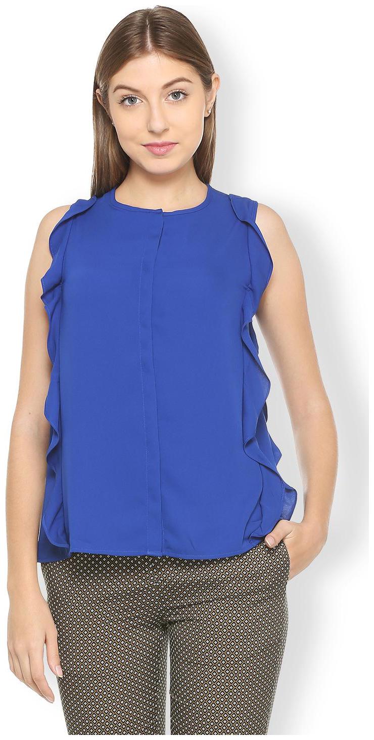

Van Heusen Women Blue Solid Regular Fit Shirt