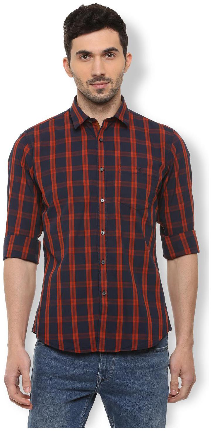 

Van Heusen Men Blue Checked Slim Fit Casual Shirt