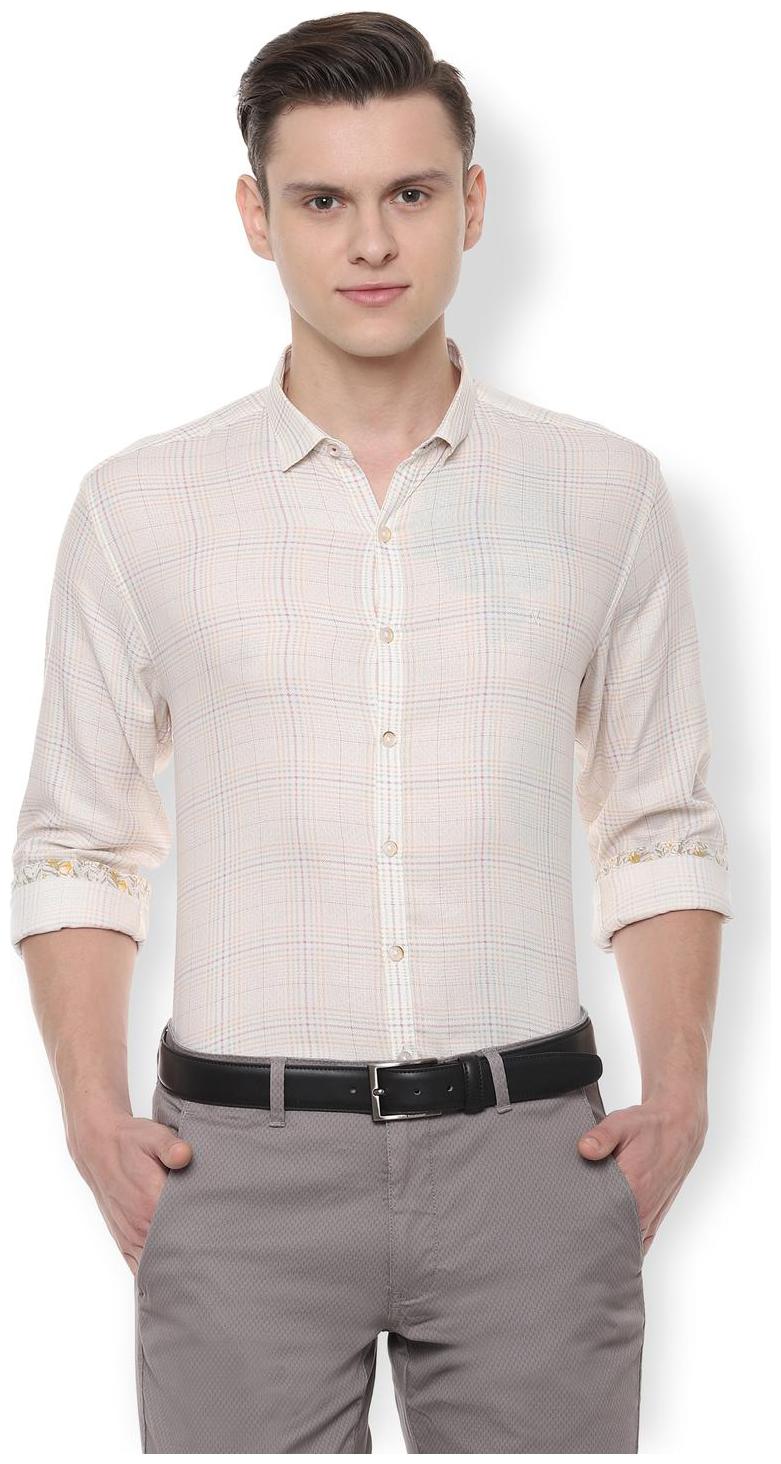 

Van Heusen Men Beige Checked Slim Fit Casual Shirt