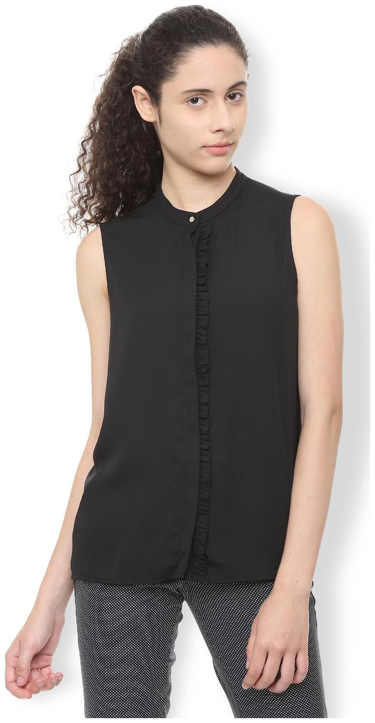 

Van Heusen Women Black Solid Regular Fit Shirt