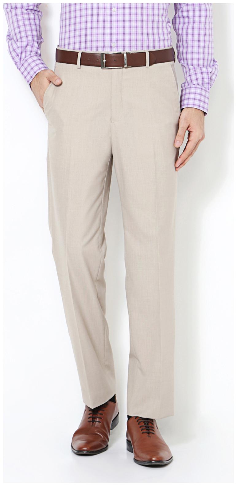 

Van Heusen Men Solid Tapered Fit Formal Trouser - Cream