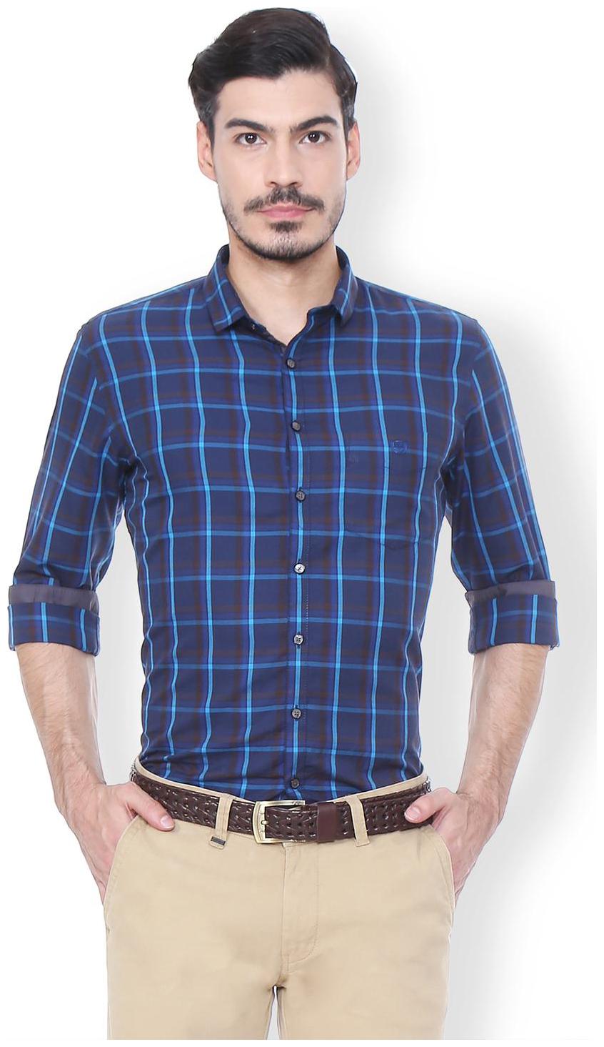 

Van Heusen Men Blue Checked Slim Fit Casual Shirt