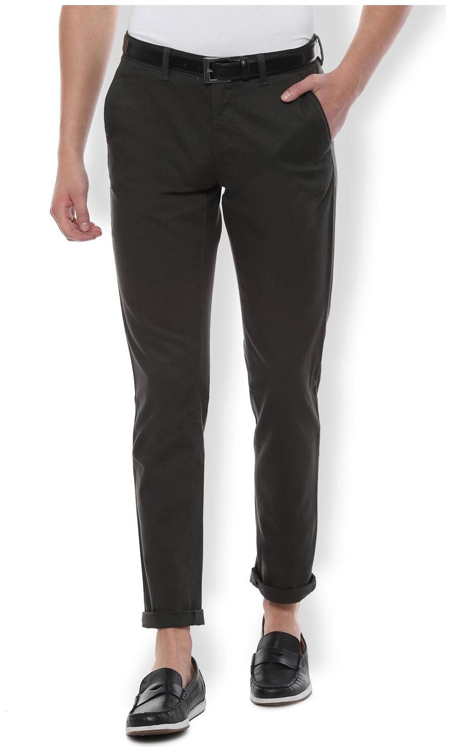 

Van Heusen Men Brown Textured Slim fit Regular trousers