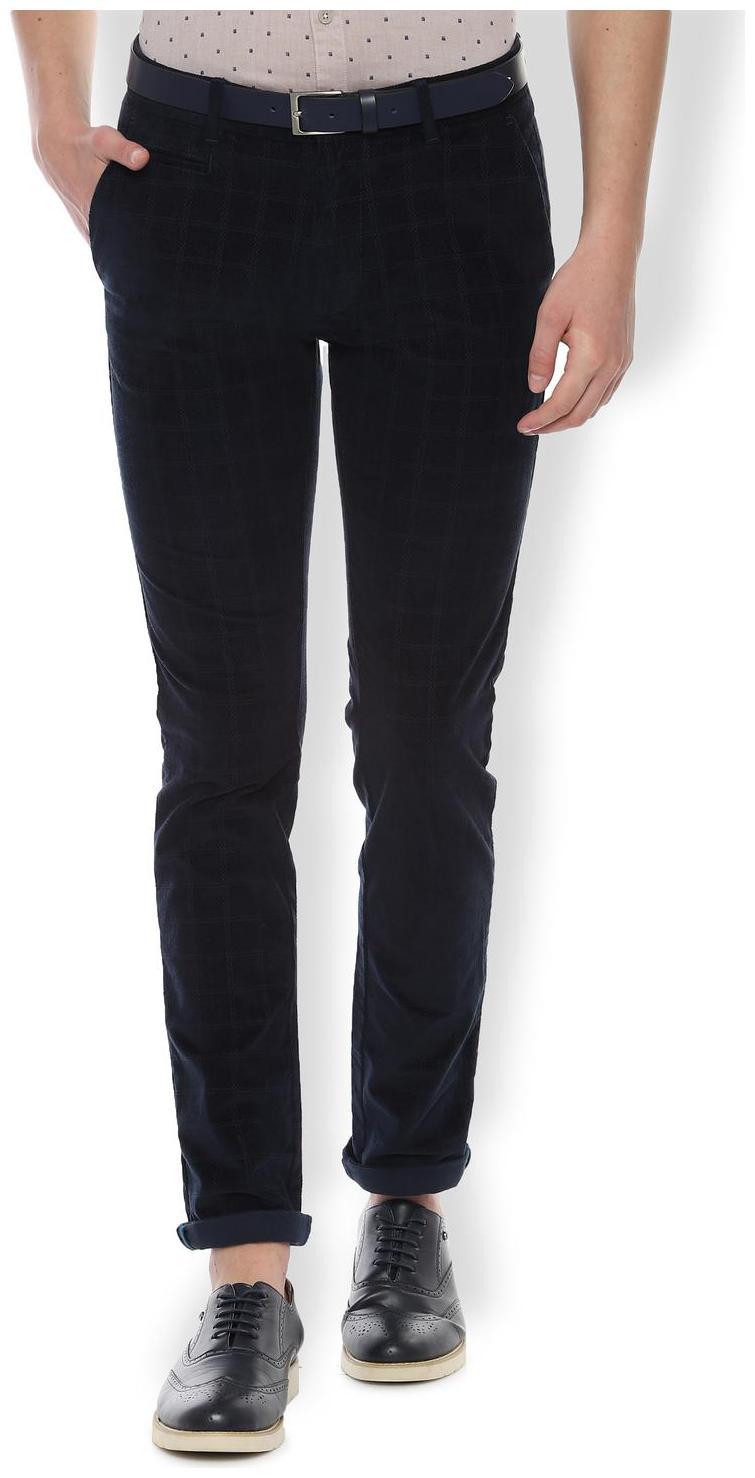 

Van Heusen Men Blue Checked Slim fit Regular trousers