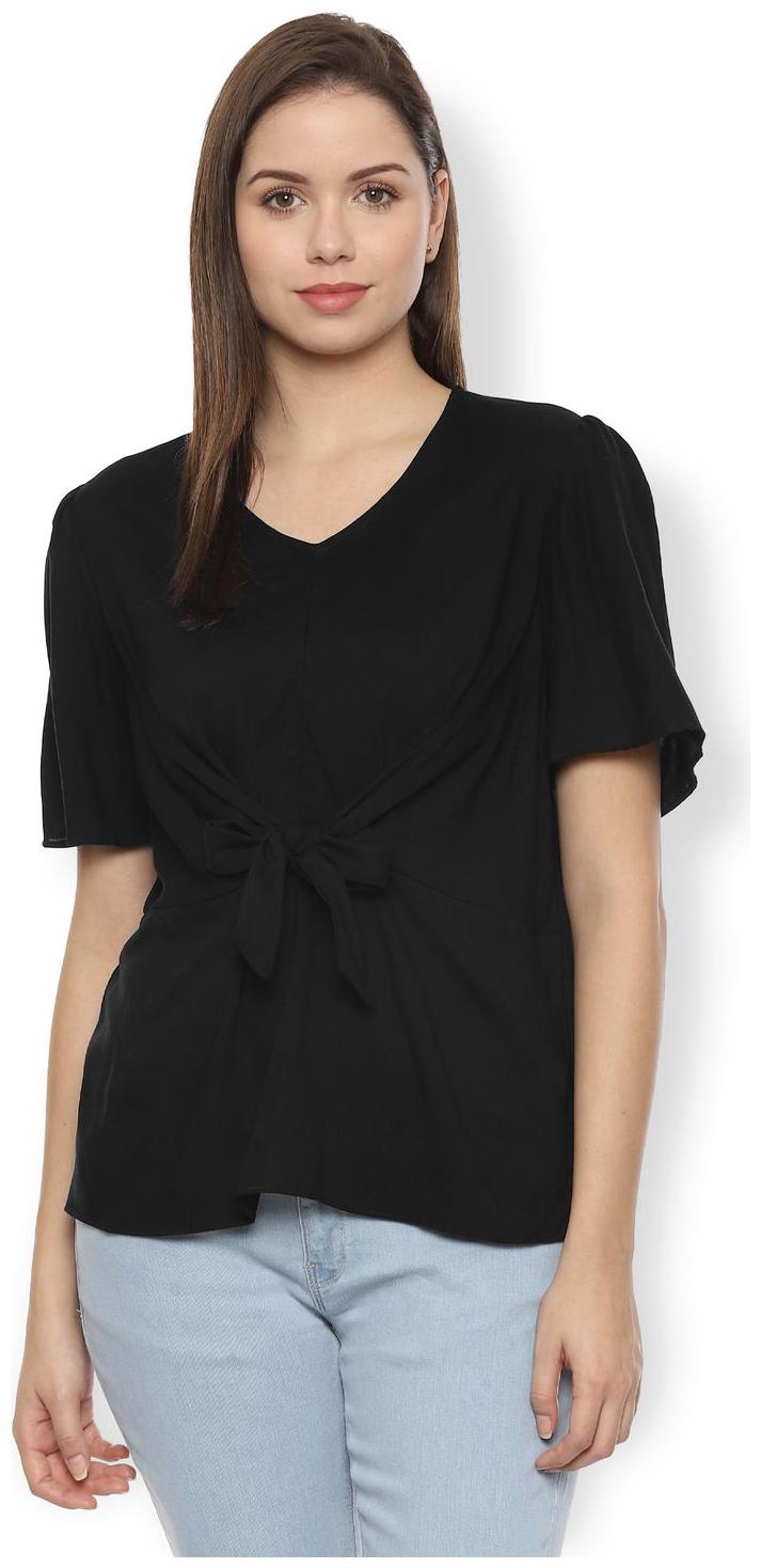 

Van Heusen Women Solid Regular top - Black