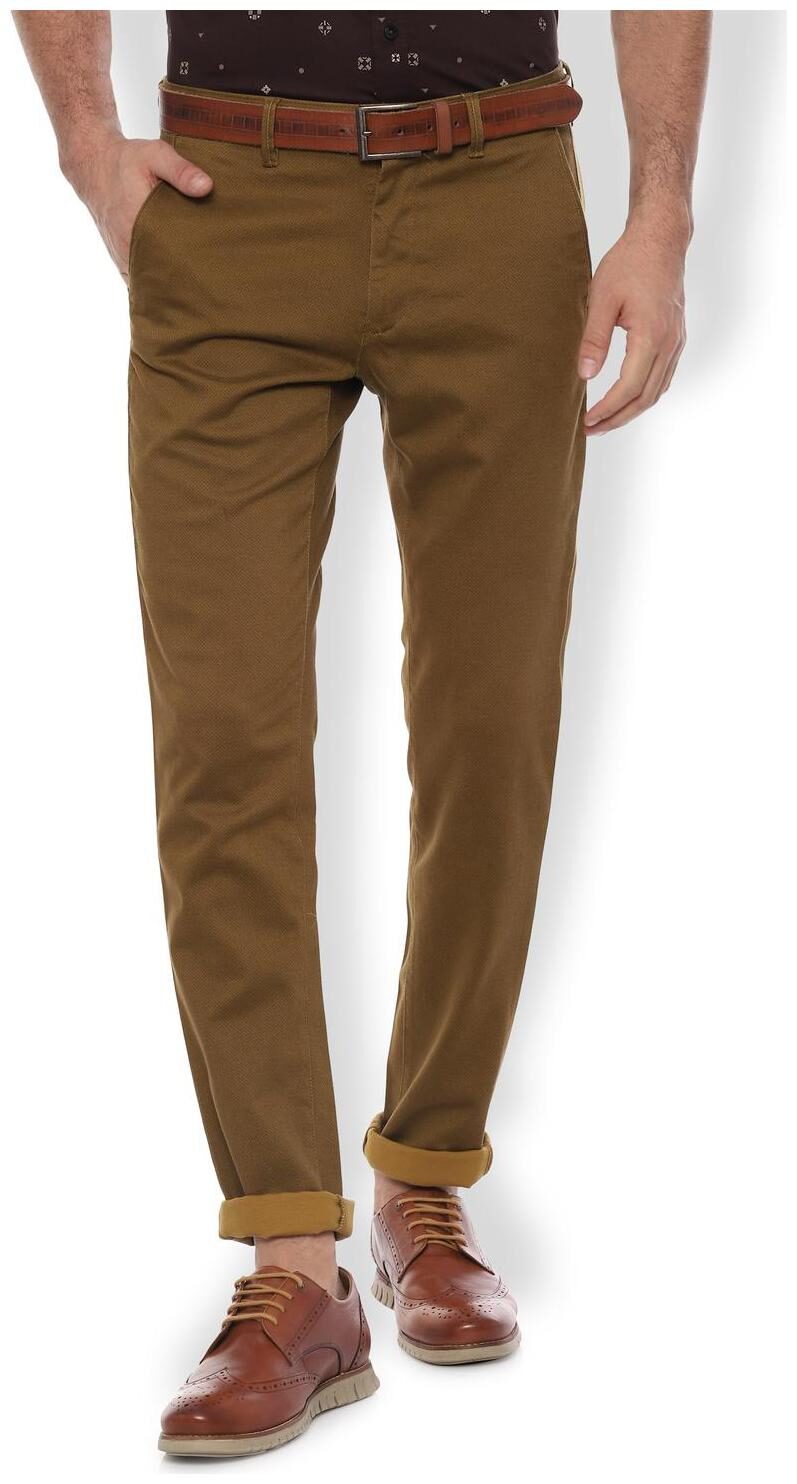 

Van Heusen Men Brown Textured Slim fit Regular trousers