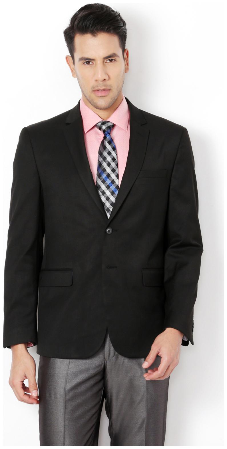 

Van Heusen Blended Slim Black Coats Blazers