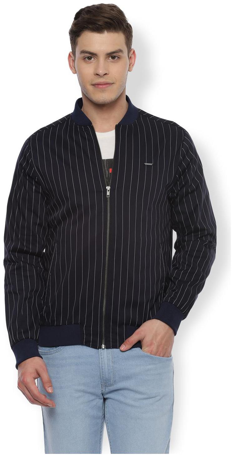 

Van Heusen Men Blue Striped Bomber jacket