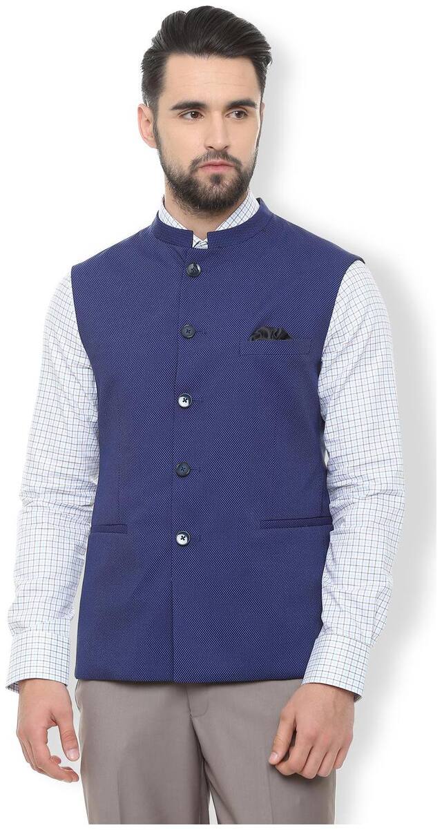 Van Heusen Men Viscose rayon Slim fit Waistcoat - Blue