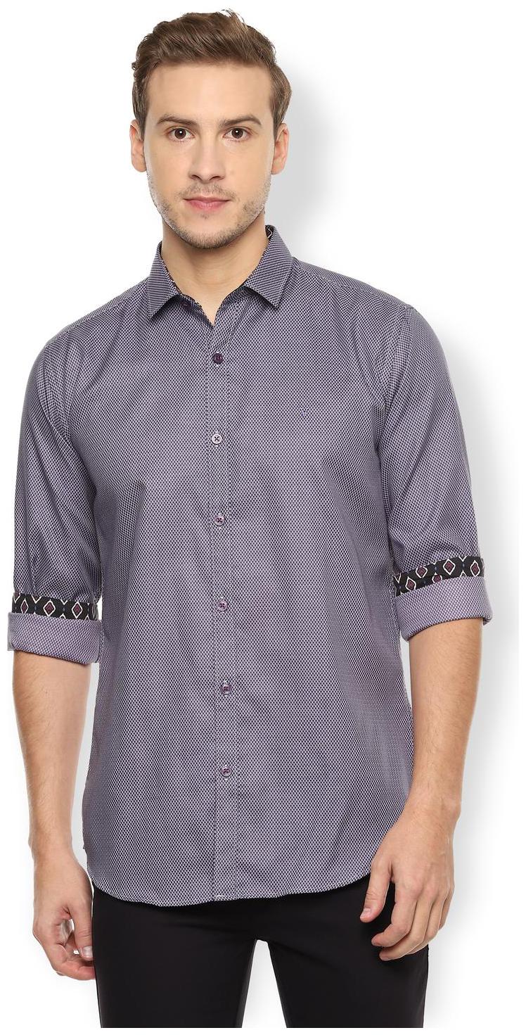 

Van Heusen Men Blue Weaved Slim Fit Casual Shirt