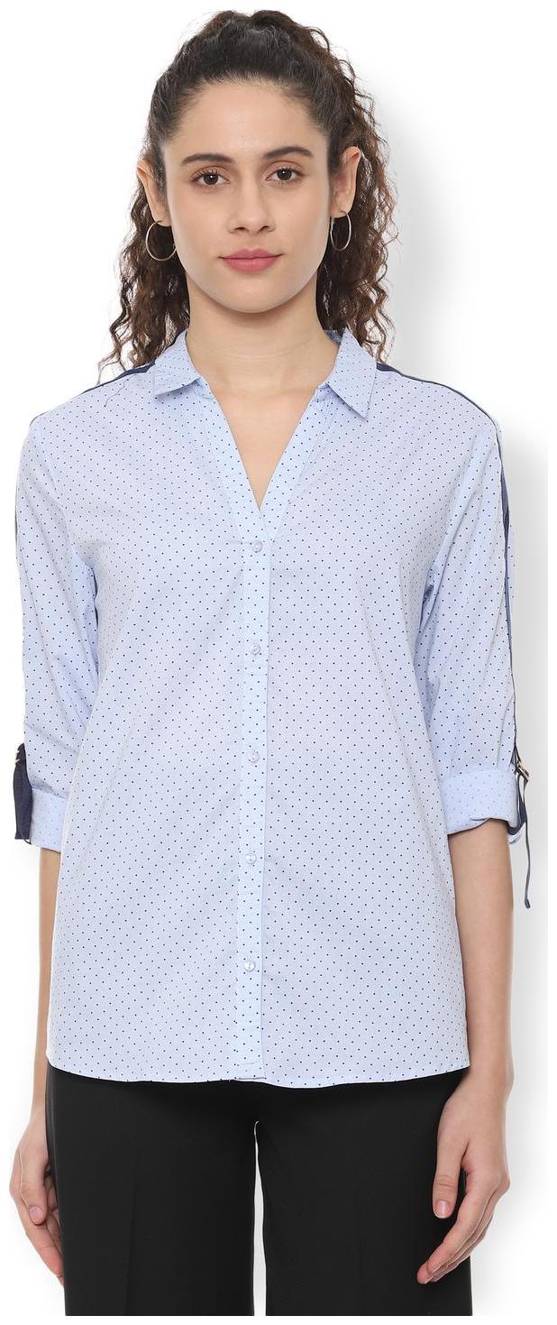 

Van Heusen Women Blue Printed Regular Fit Shirt