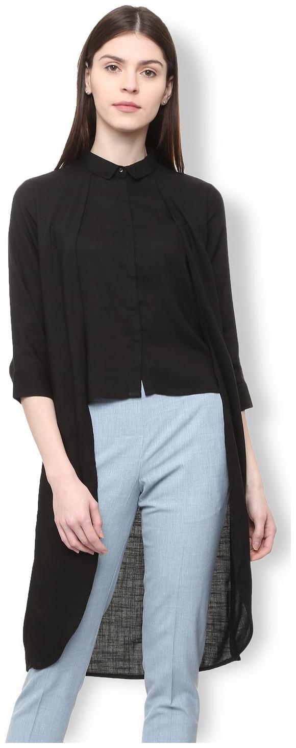 

Van Heusen Women Black Solid Regular Fit Shirt