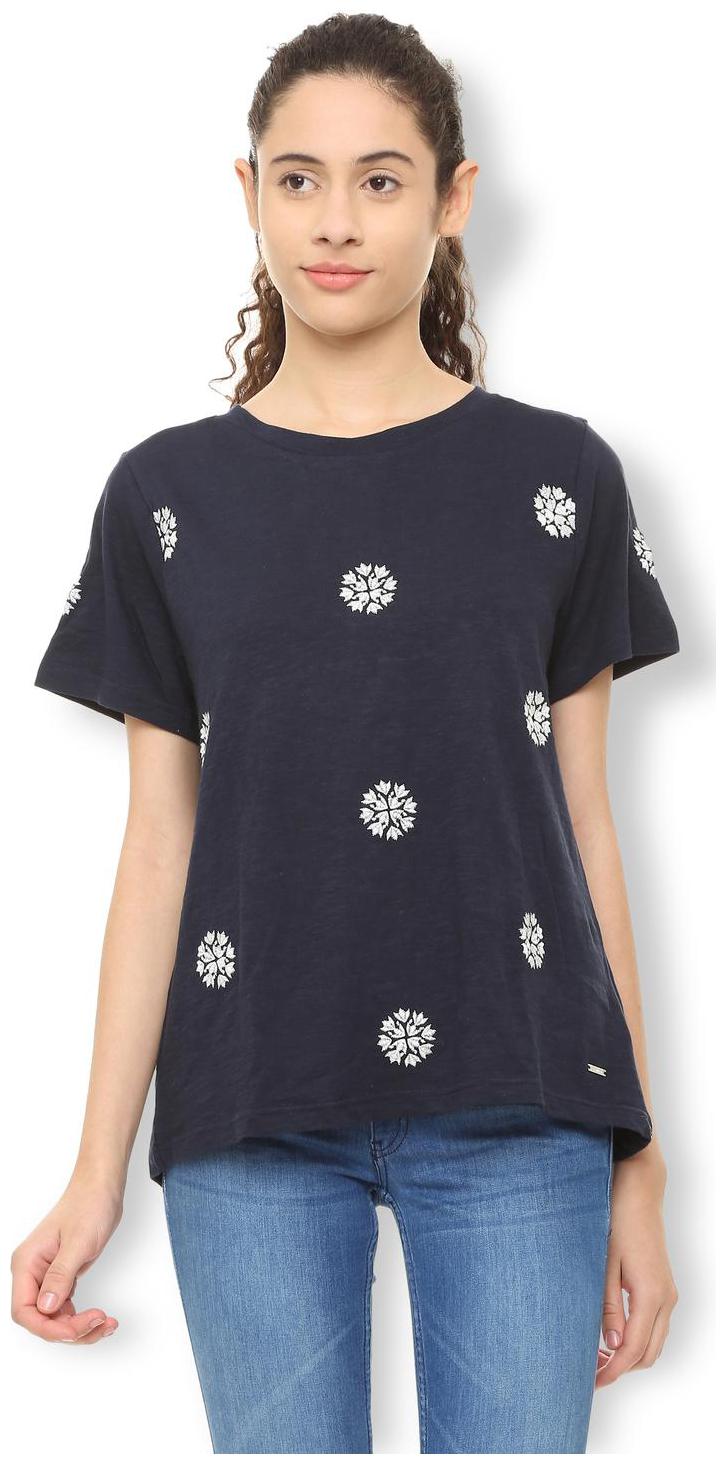 

Van Heusen Women Self design Regular top - Blue