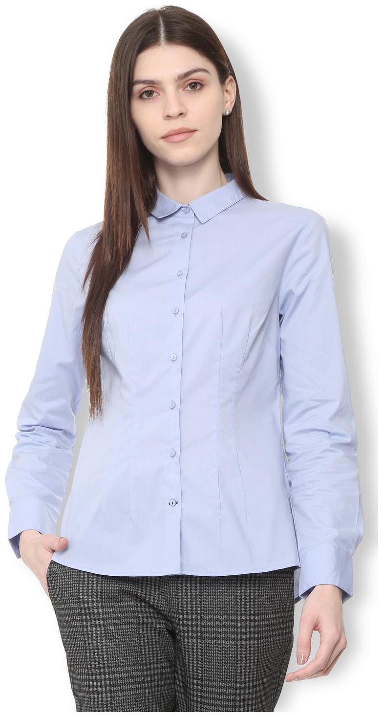 

Van Heusen Women Blue Solid Regular Fit Shirt