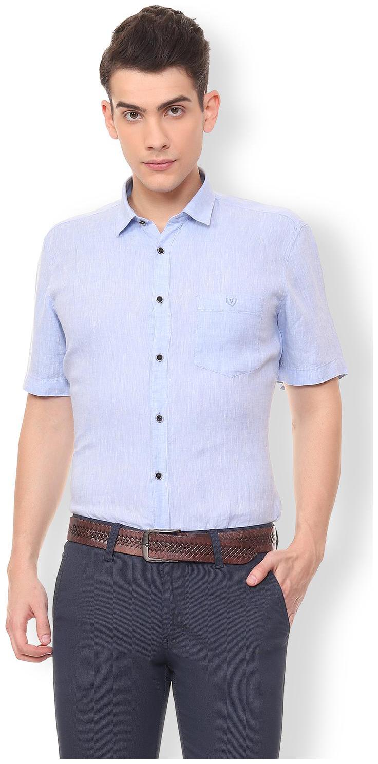 

Van Heusen Men Blue Weaved Slim Fit Casual Shirt
