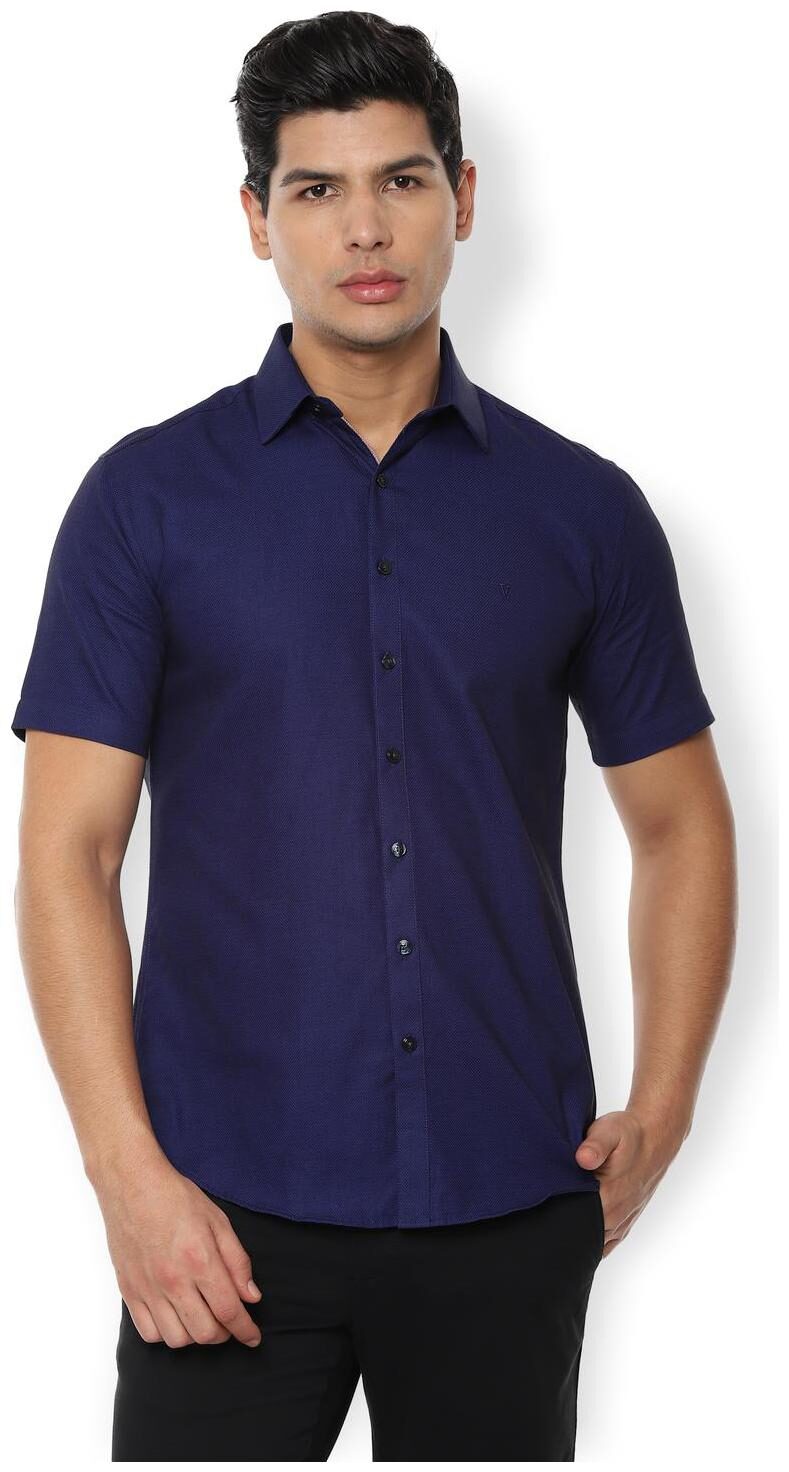 

Van Heusen Men Blue Weaved Slim Fit Casual Shirt