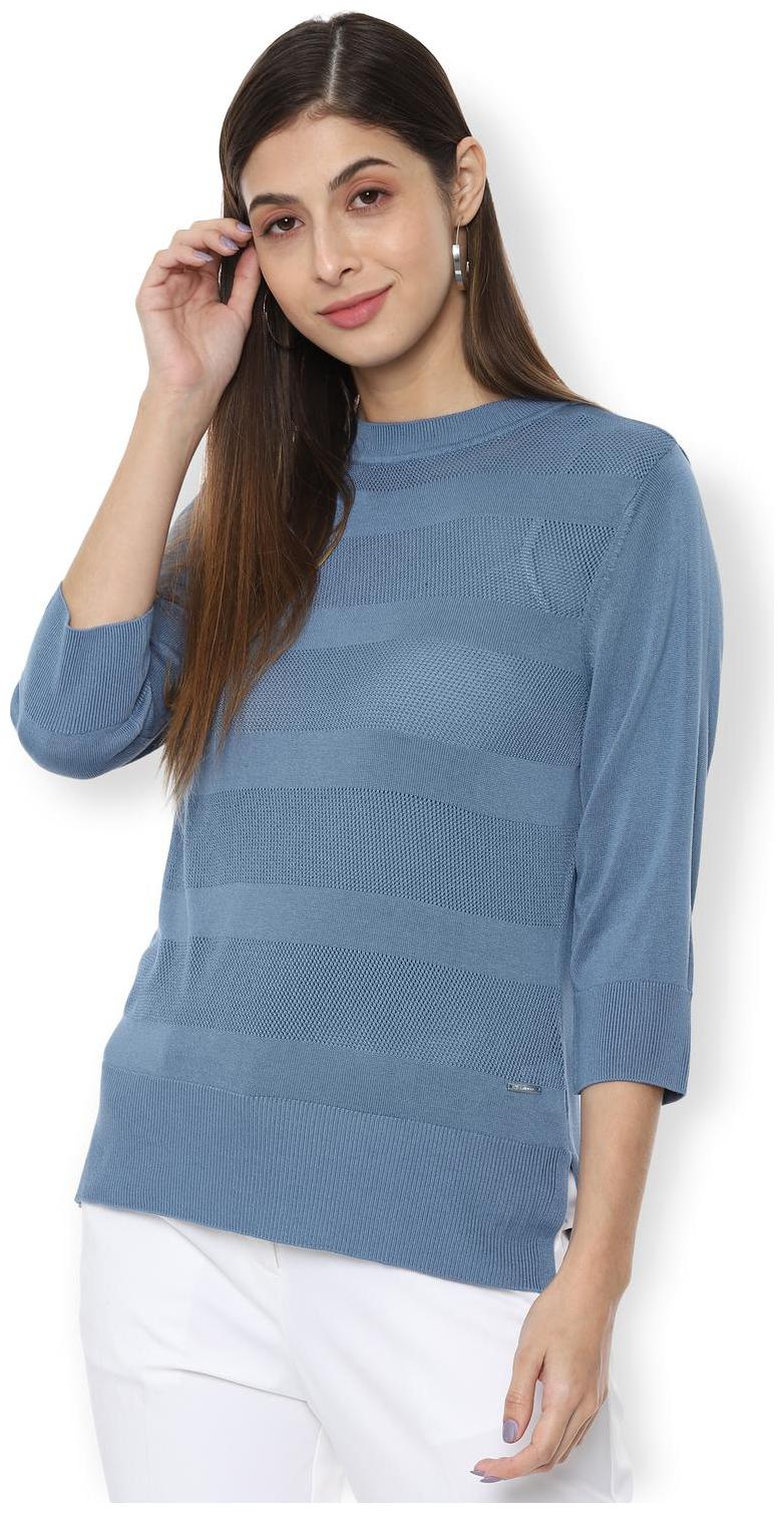 

Van Heusen Women Striped Regular top - Blue