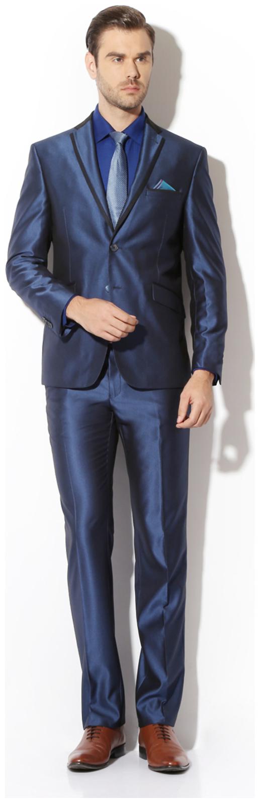 

Van Heusen Blue Tery Rayon Slim Fit Single Breasted - 2 Button Party Two Piece Suit
