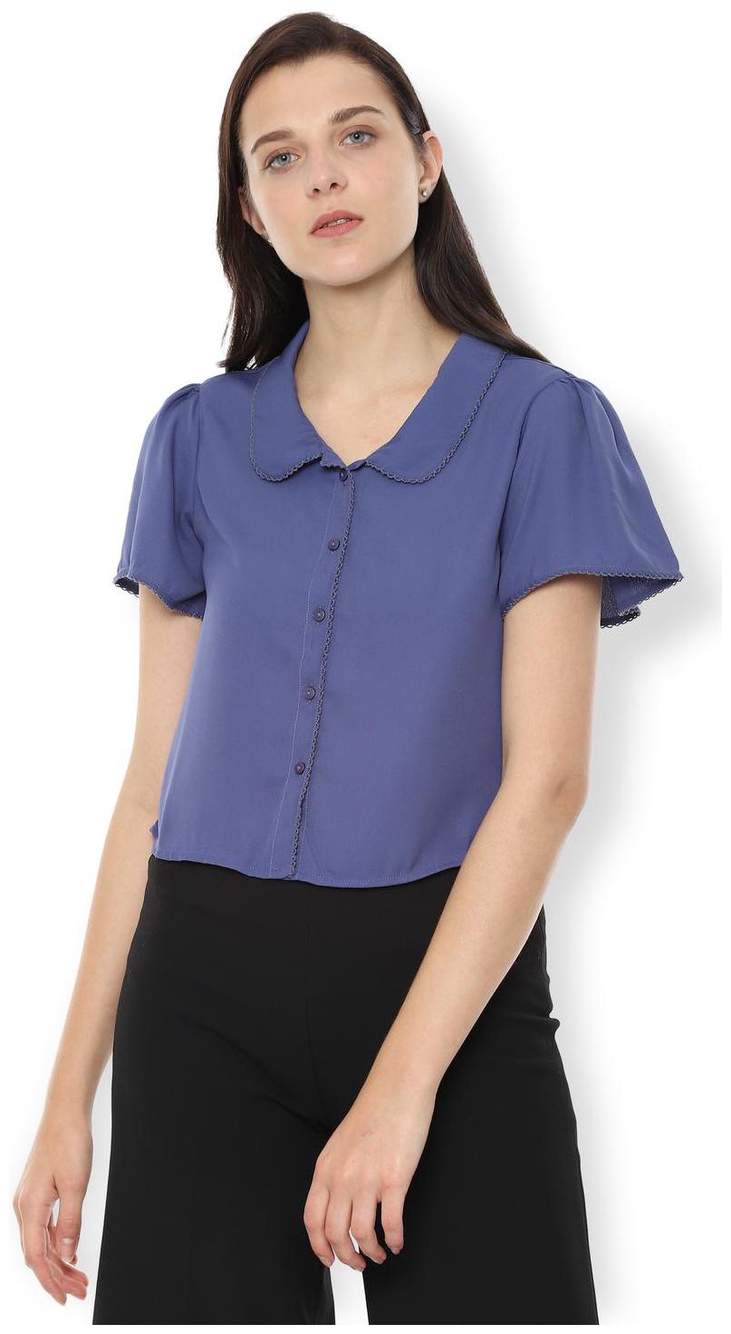 

Van Heusen Women Blue Solid Regular Fit Shirt