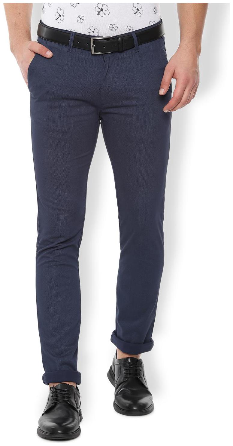 

Van Heusen Men Blue Printed Slim fit Regular trousers