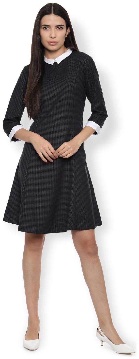 

Van Heusen Black Self design A-line dress