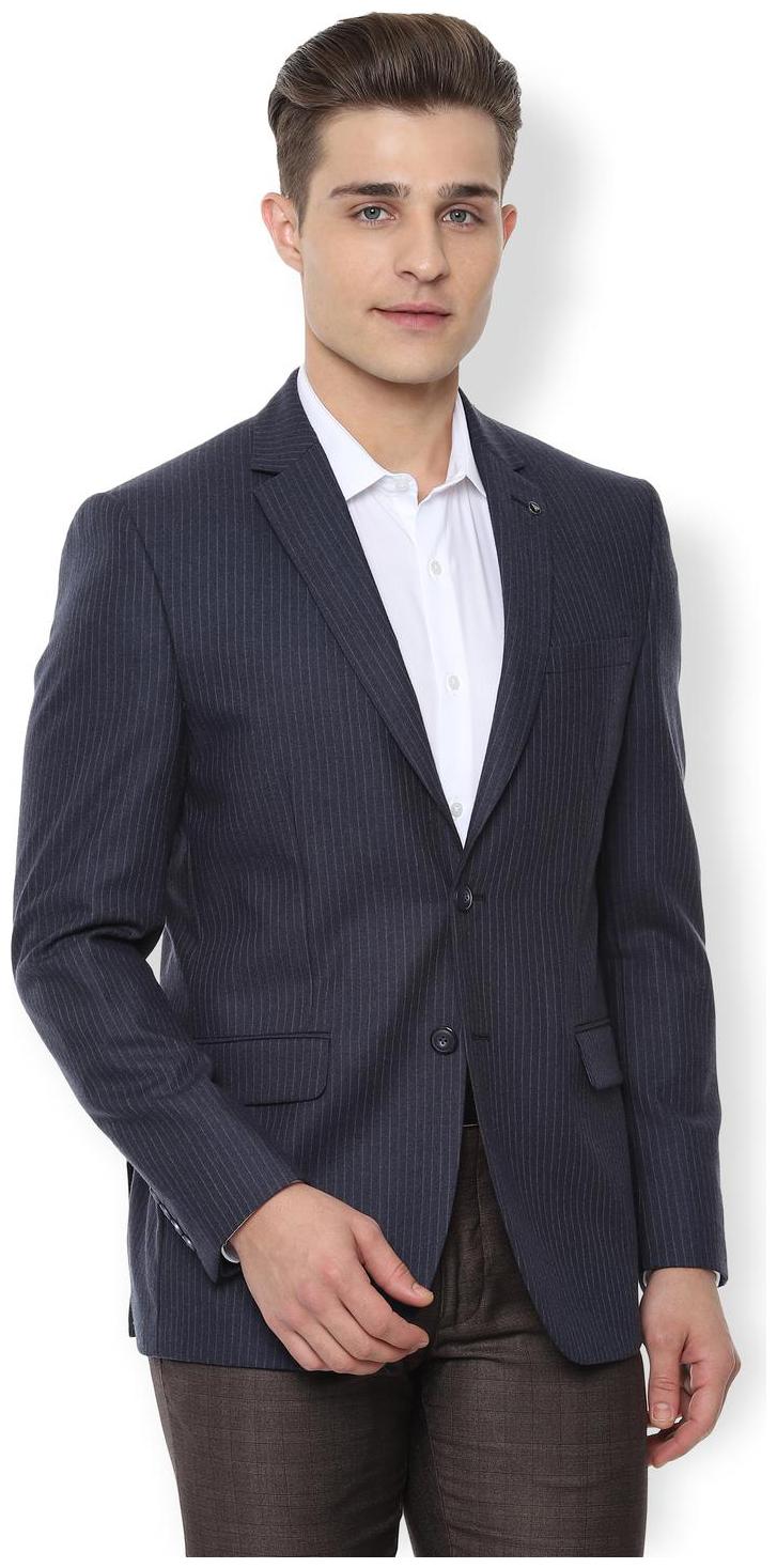 

Van Heusen Men Blue Striped Slim fit Single Breasted Blazer