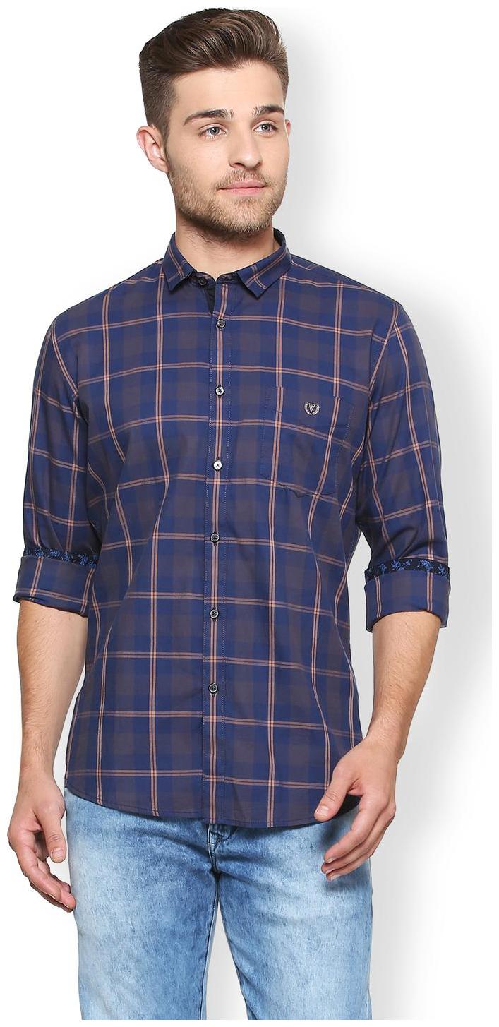 

Van Heusen Men Blue Checked Slim Fit Casual Shirt