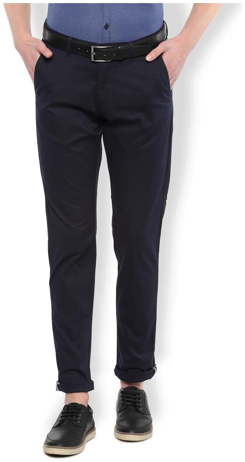 

Van Heusen Men Blue Textured Slim fit Regular trousers