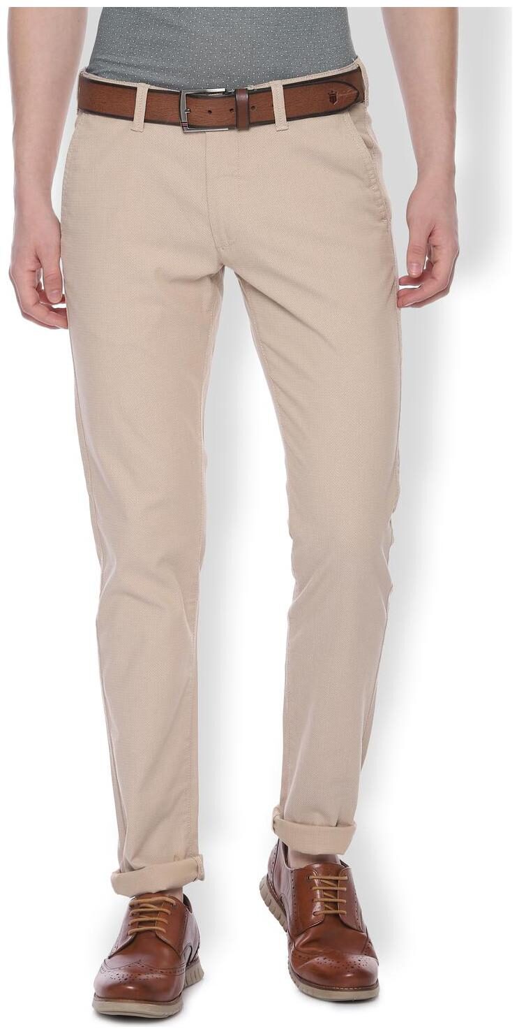 

Van Heusen Men Beige Textured Slim fit Regular trousers