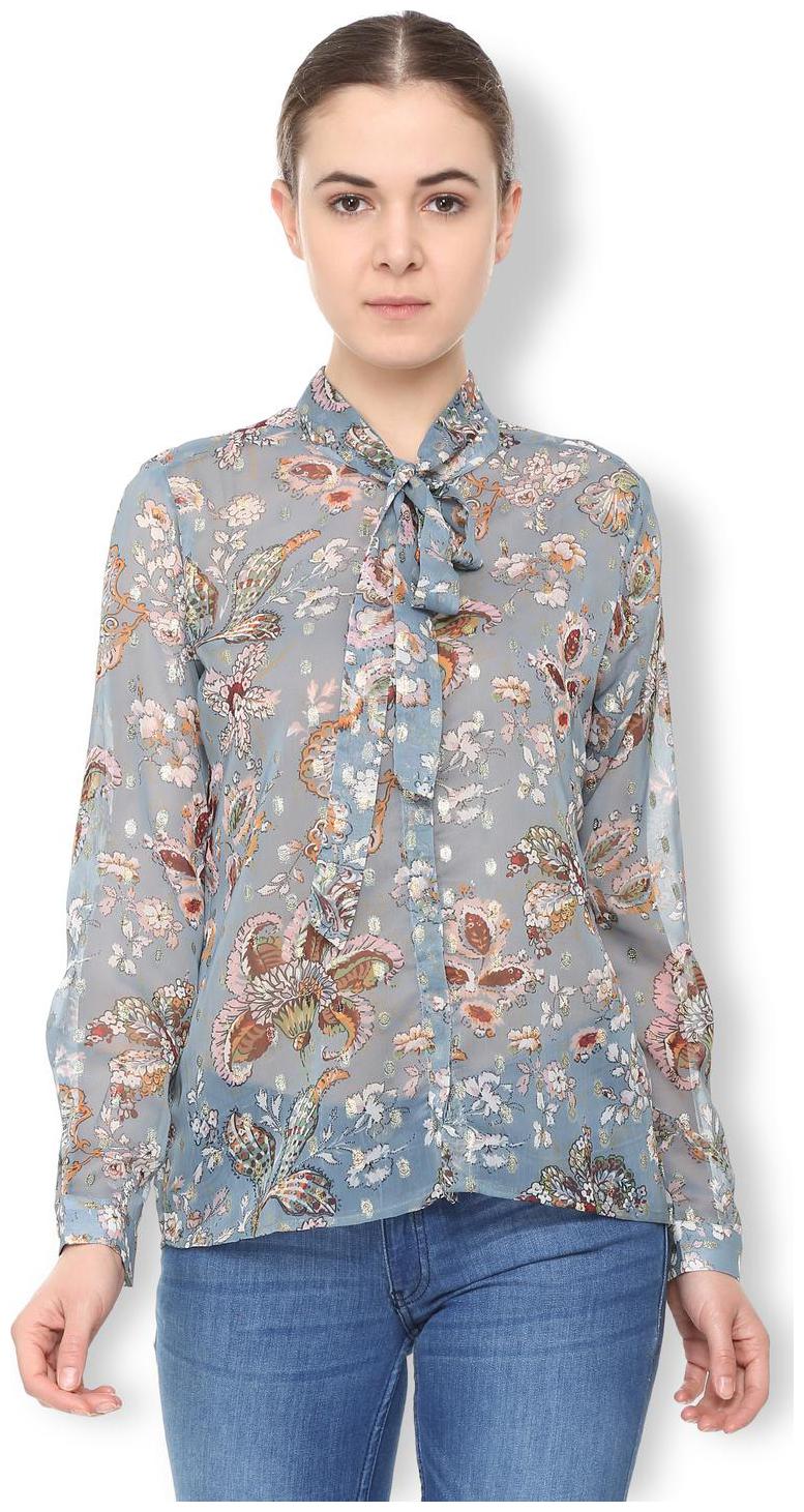 

Van Heusen Women Blue Printed Regular Fit Shirt