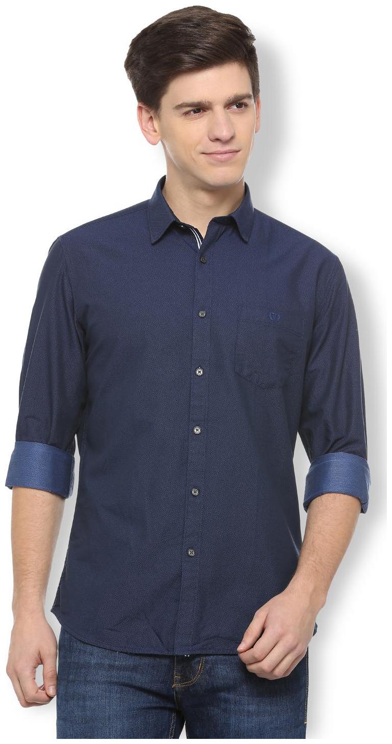 

Van Heusen Men Blue Weaved Slim Fit Casual Shirt