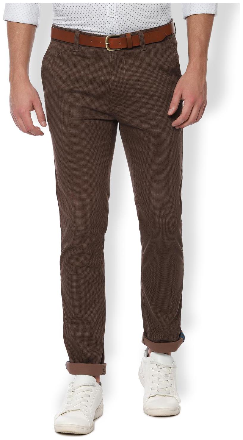 

Van Heusen Men Brown Textured Slim fit Regular trousers