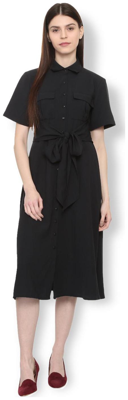 

Van Heusen Black Solid A-line dress