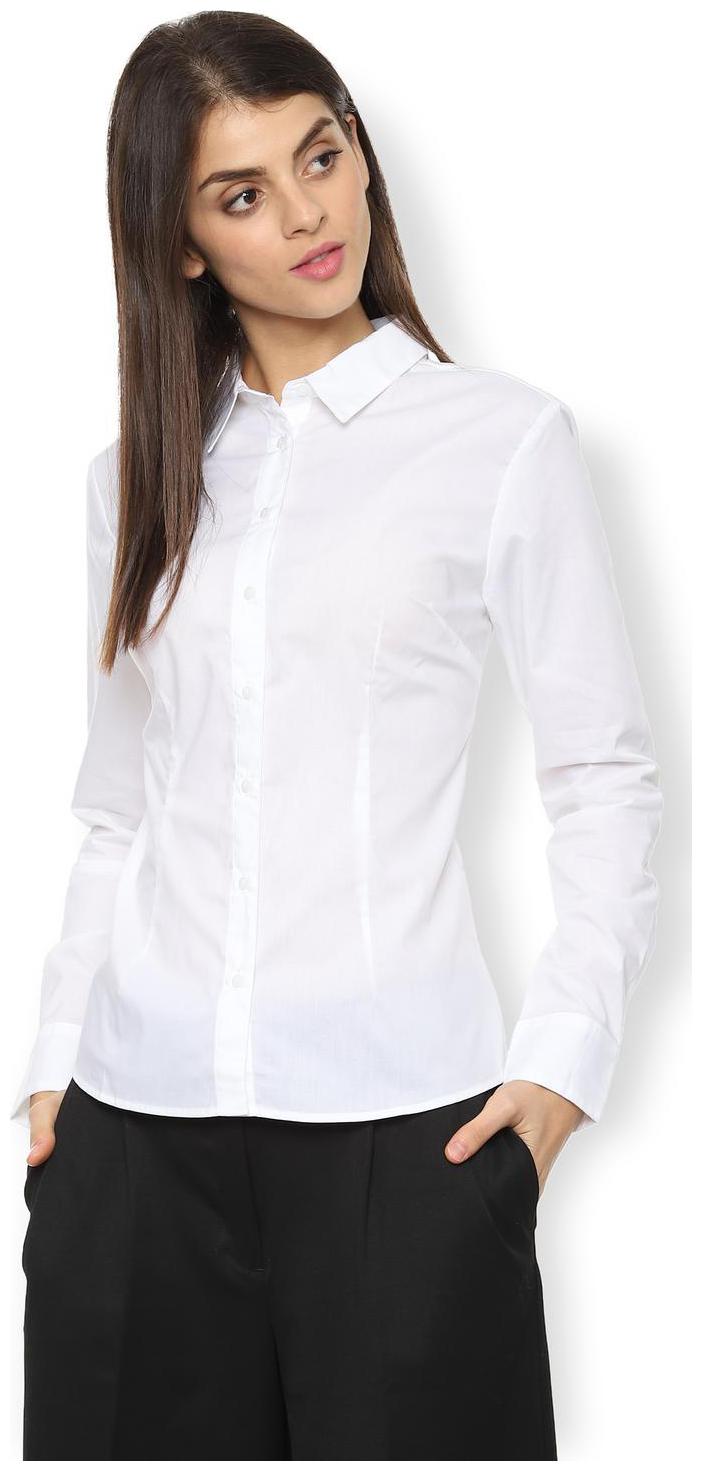

Van Heusen Women White Solid Regular Fit Shirt