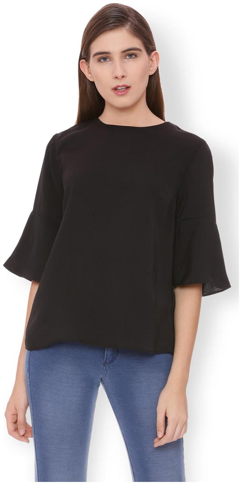 

Van Heusen Women Printed A-line top - Black