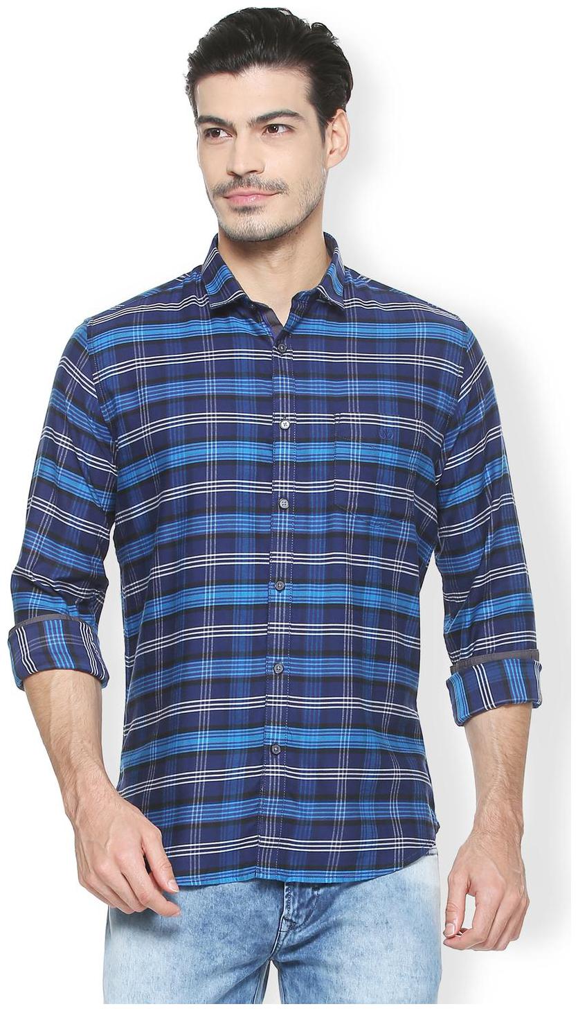

Van Heusen Men Blue Checked Slim Fit Casual Shirt
