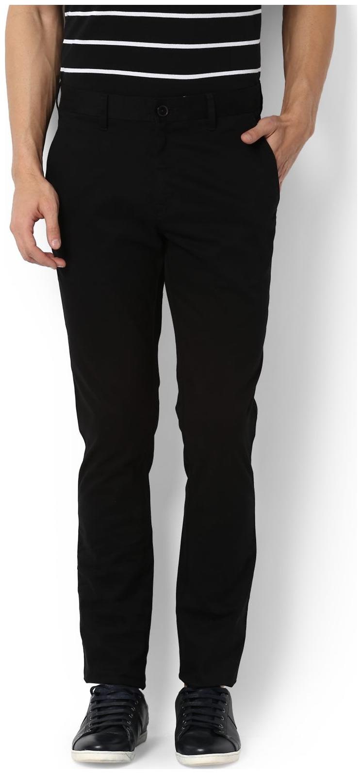 

Van Heusen Men Black Solid Slim fit Regular trousers