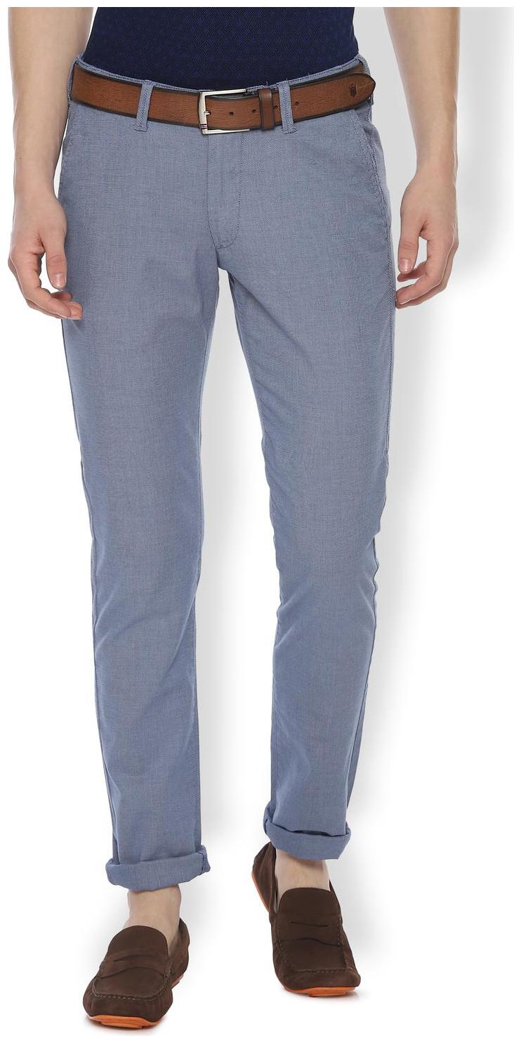 

Van Heusen Men Blue Textured Slim fit Regular trousers