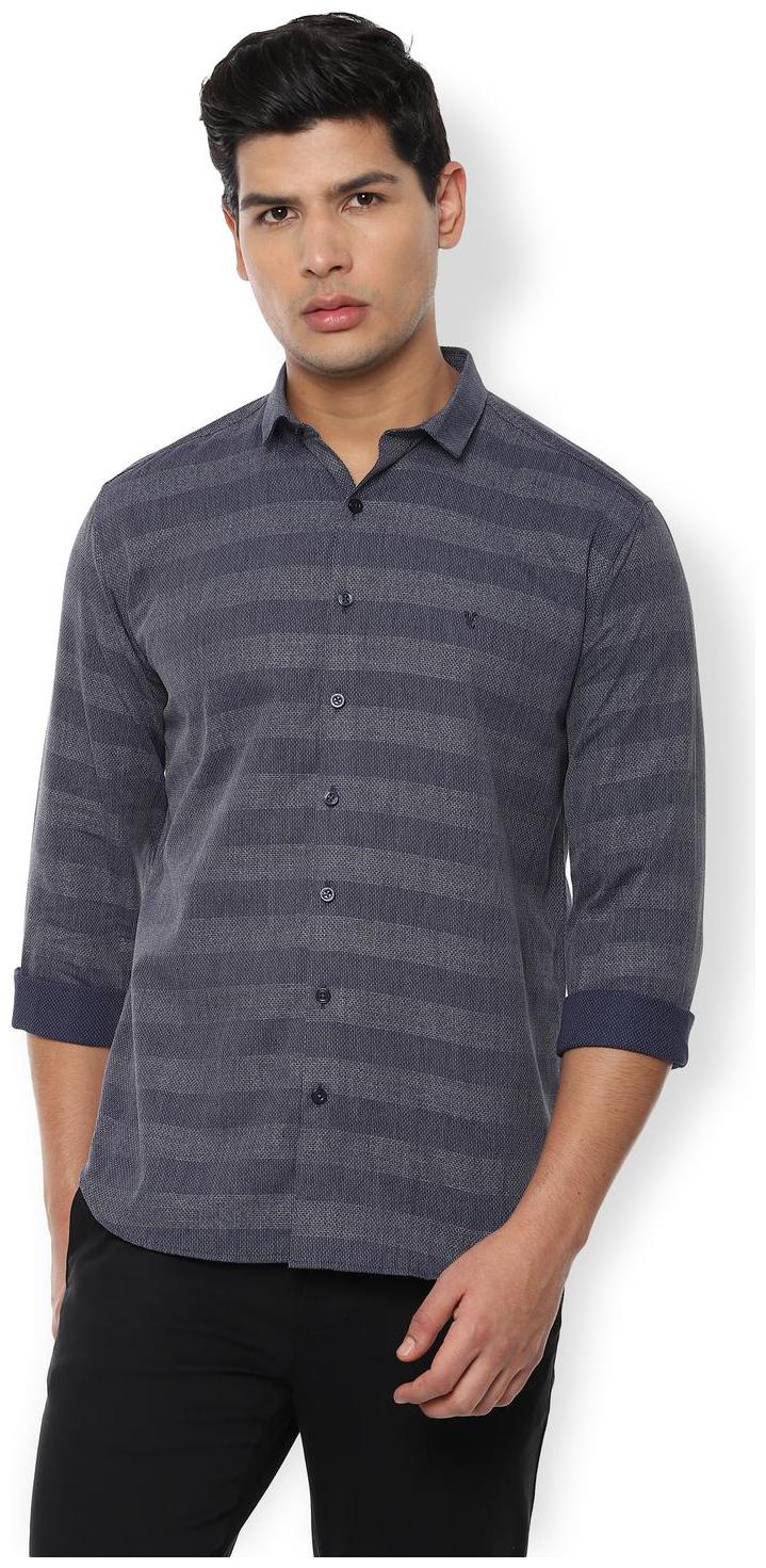 

Van Heusen Men Grey Horizontal Stripes Slim Fit Casual Shirt