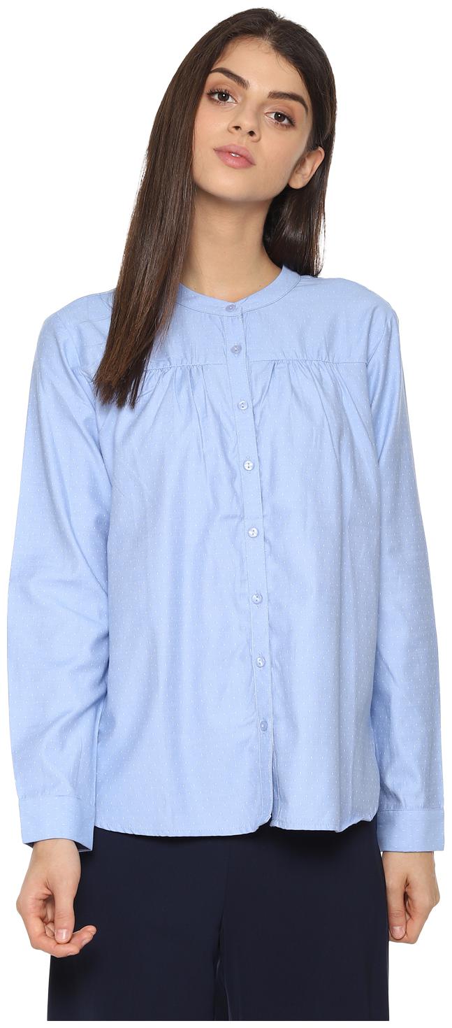 

Van Heusen Women Blue Self Design Regular Fit Shirt