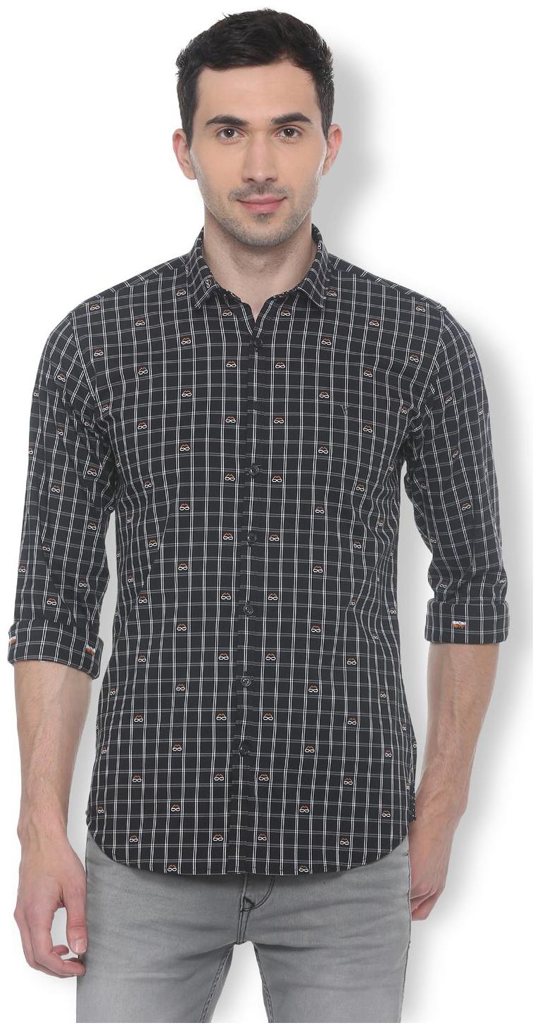 

Van Heusen Men Black Checked Slim Fit Casual Shirt
