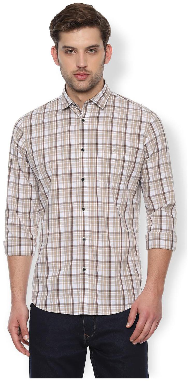 

Van Heusen Men Beige Checked Slim Fit Casual Shirt